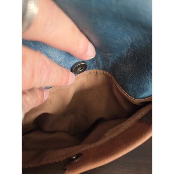 Vtg The Sak Crossbody Purse Leather Suede Patchwork 10x9 Inch Happy & Free Boho - Picture 10 of 15